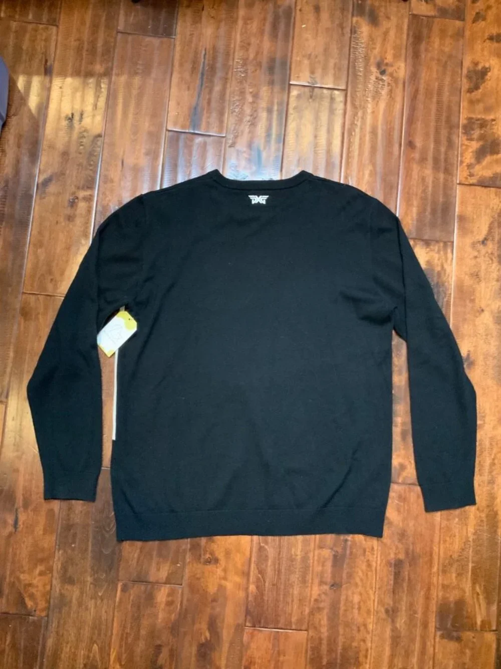 PXG Black White Logo Wool Crew Neck Sweater, Size XL